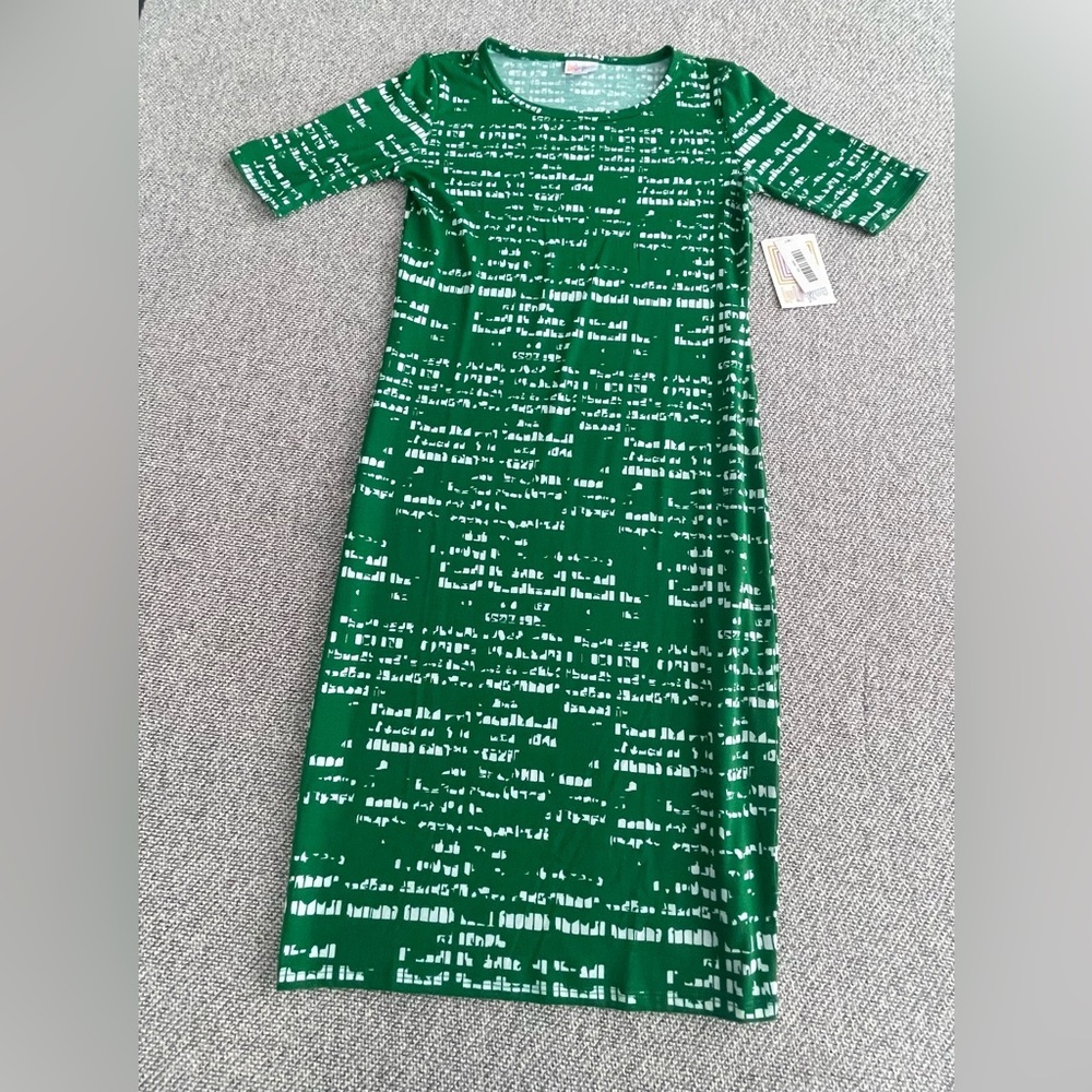LuLaRoe Green and White Midi Dress